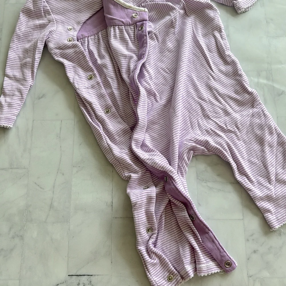 Ralph Lauren Baby Girls Purple Stripe Wrap Front Coverall (9M)